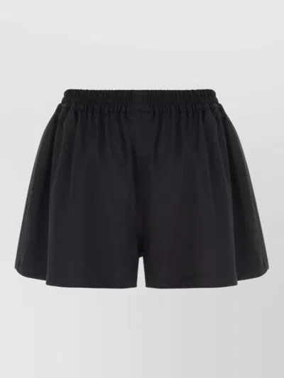 Balenciaga Wool Blend Shorts Logo Elastic Waistband In Black