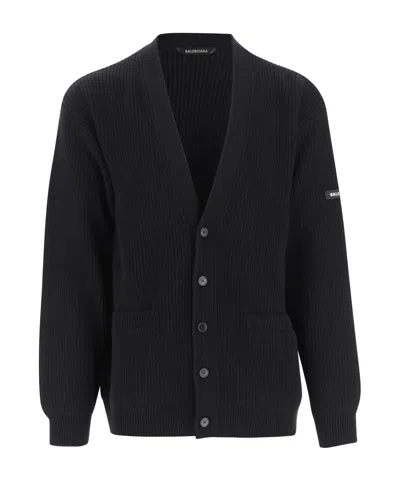 Balenciaga Wool Cardigan In Black