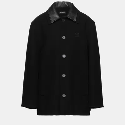 Pre-owned Balenciaga Wool Coats 48 In Black
