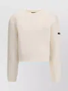 Balenciaga Cropped Sweater With Logo Patch In Wool Blend