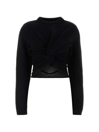 Balenciaga Wool Cropped Sweater In Black