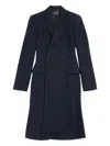 Balenciaga Wool Double-breasted Coat In Blue