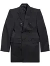 Balenciaga Hourglass Virgin Wool Double-breasted Blazer In Black