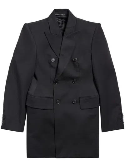 Balenciaga Wool Double-breasted Jacket In Black