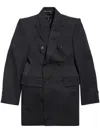 Balenciaga Hourglass Virgin Wool Double-breasted Blazer In Black