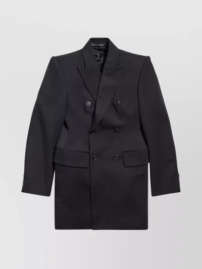 Balenciaga Hourglass Virgin Wool Double-breasted Blazer In Black