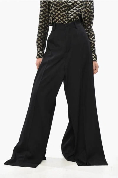 Balenciaga Wool Double Pants With Belt Loops In Black
