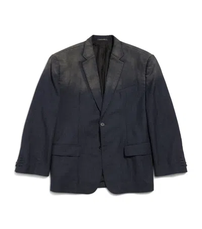 Balenciaga Wool Faded Blazer In Black
