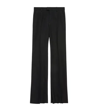 Balenciaga Wool Flared Trousers In Black