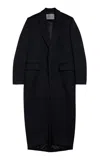 Balenciaga Wool Gabardine Coat In Black