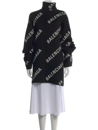 Pre-owned Balenciaga Wool Graphic Print Sweater In Black