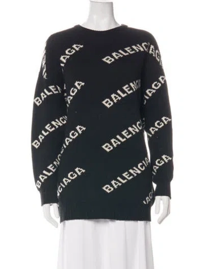 Pre-owned Balenciaga Wool Graphic Print Sweatshirt In Black