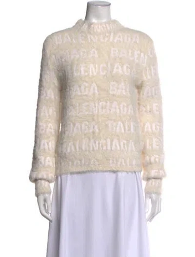 Pre-owned Balenciaga Wool Graphic Print Sweatshirt In Neutrals