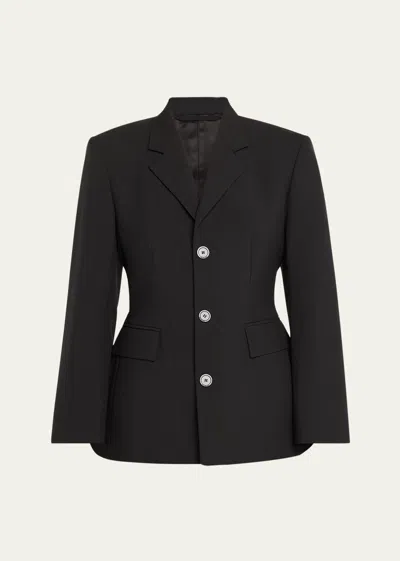 Balenciaga Wool Hourglass Blazer Jacket In Noir