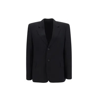 Balenciaga Black Wool Blazer Jacket By . Oversized Cut. Marked Waist. Button Front Closure In Blue