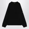 Balenciaga Oversize Double Face Wool Blend Crewneck Sweater In Black