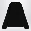 Balenciaga Oversize Double Face Wool Blend Crewneck Sweater In Black
