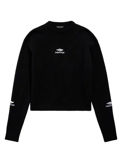 Balenciaga Wool Knitted Ski Crewneck In Black