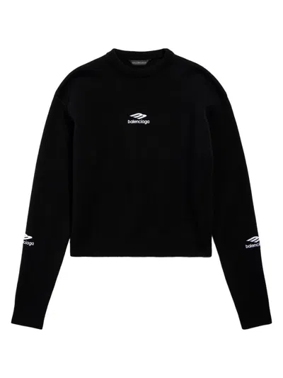 Balenciaga Wool Knitted Ski Crewneck Clothing In Black