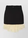 Balenciaga Wool Layered Mini Skirt With Lace Trim In Black