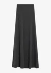Balenciaga Long Grey Wool Skirt In Gray