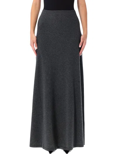 Balenciaga Wool Maxi Skirt - High Waist, Full Length In Gray