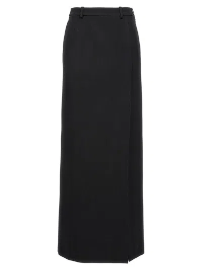 Balenciaga Wool Midi Skirt In Black