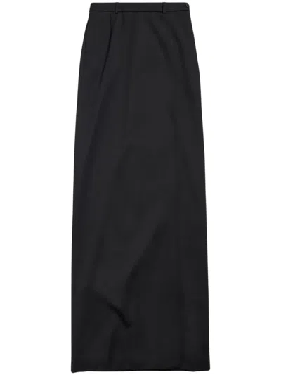 Balenciaga Wool Midi Skirt In Black
