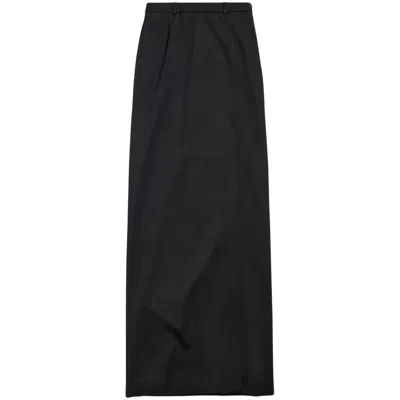 Balenciaga Wool Midi Skirt In Black