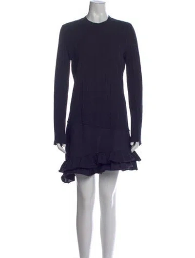 Pre-owned Balenciaga Wool Mini Dress In Blue