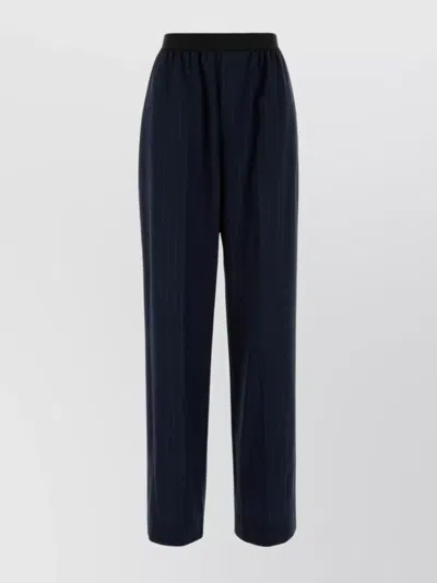 Balenciaga Wool Pant With Elastic Waistband And Pinstripe In Blue