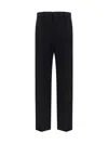 Balenciaga Wide-leg Wool Trousers With Belt Loops And Pleats In Black