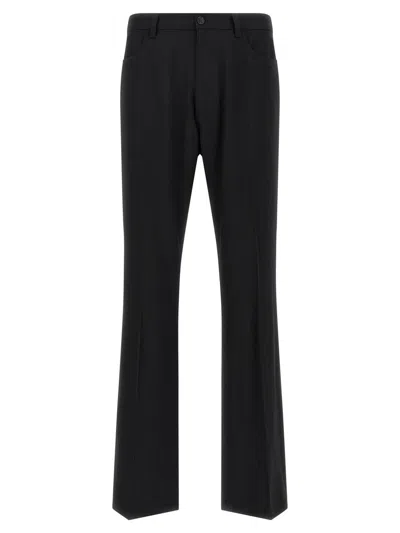 Balenciaga Men Black Tailored Trousers With Belt Loops In Wool Man In Blue