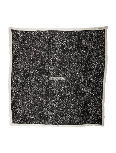Pre-owned Balenciaga Wool Printed Scarf In Black