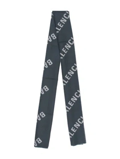 Pre-owned Balenciaga Wool Printed Scarf In Gray