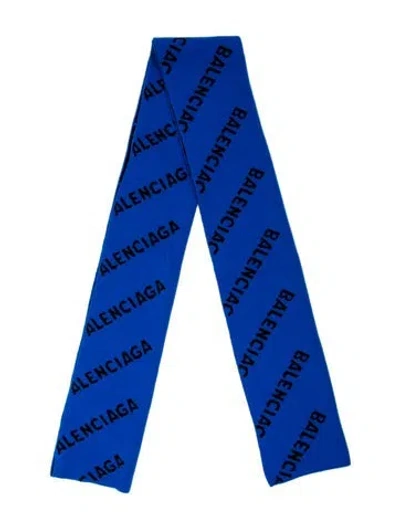 Pre-owned Balenciaga Wool Printed Scarf In Multi