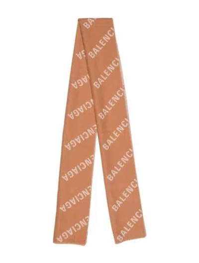 Pre-owned Balenciaga Wool Printed Scarf In Neutral