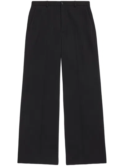 Balenciaga Wool Regular Fit Trousers In Black