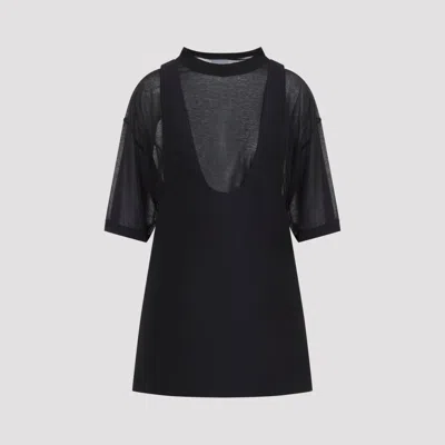 Balenciaga Wool Silk T-shirt Mini Dress For Women In Black