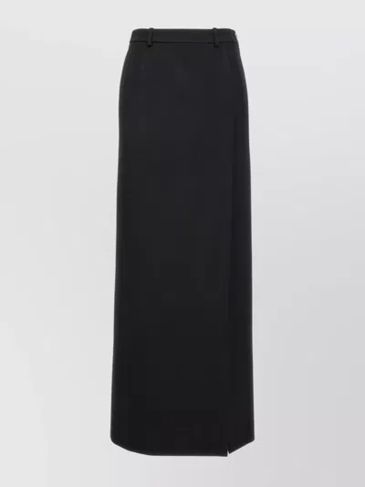 Balenciaga Wool Skirt With Back Pocket And Button Detail In Black
