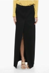 Balenciaga Side-slit Wool Twill Midi Skirt