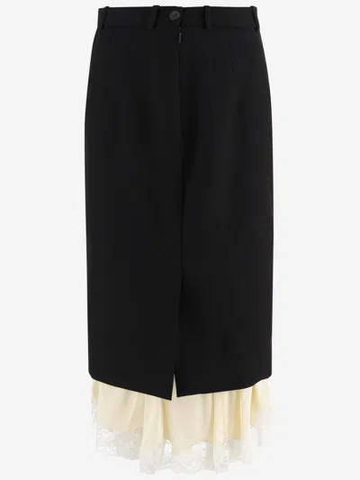 Balenciaga Wool Tailored Lingerie Skirt In Black