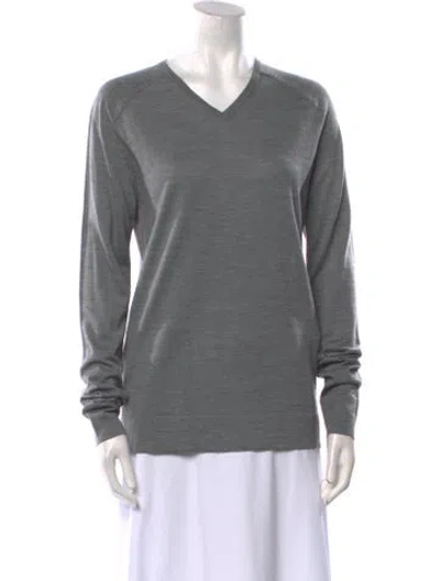 Pre-owned Balenciaga Wool V-neck Sweater In Gray