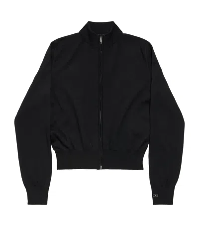 Balenciaga Wool Zip-up Cardigan In Black