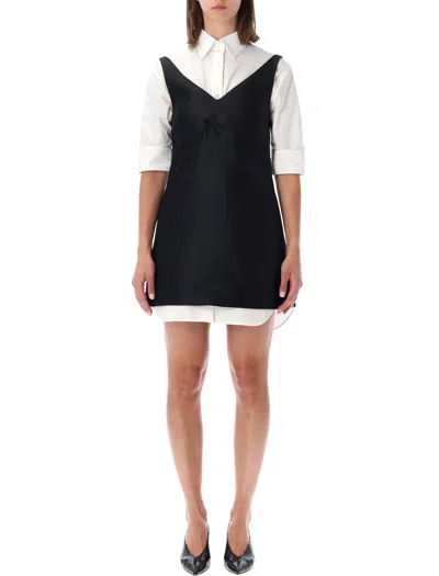 Balenciaga Layered Wool-silk Shirt Dress In Black
