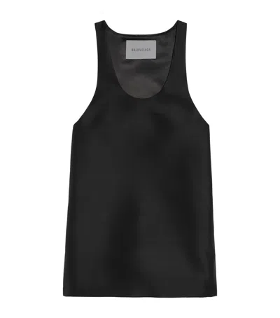 Balenciaga Wool-silk Scoop-neck Top In Black