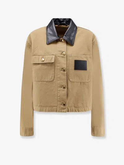 Balenciaga Workwear Cropped Canvas Jacket In Brown