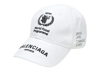Pre-owned Balenciaga World Food Programme Cap In White/black