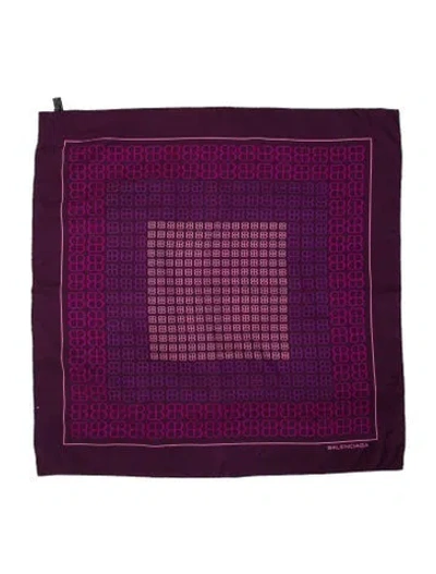 Pre-owned Balenciaga World Map Silk Scarf In Purple