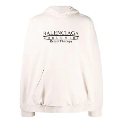 Balenciaga Worldwide Logo Popover Hoodie 'chalky White Black' In Neutral